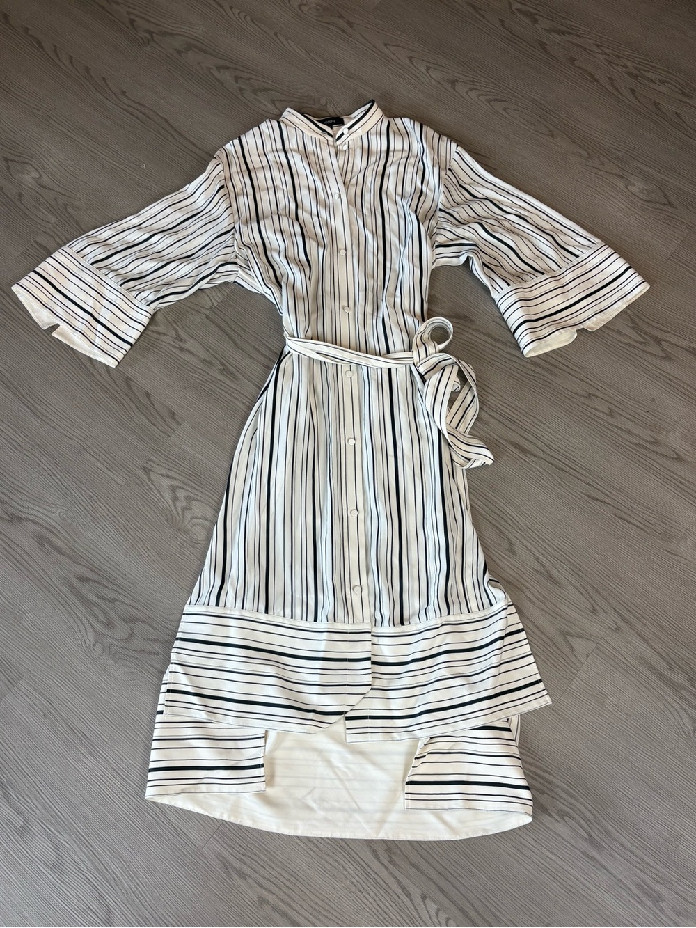 Joseph White Dress with Black Stripes — High-Low Shirt Style